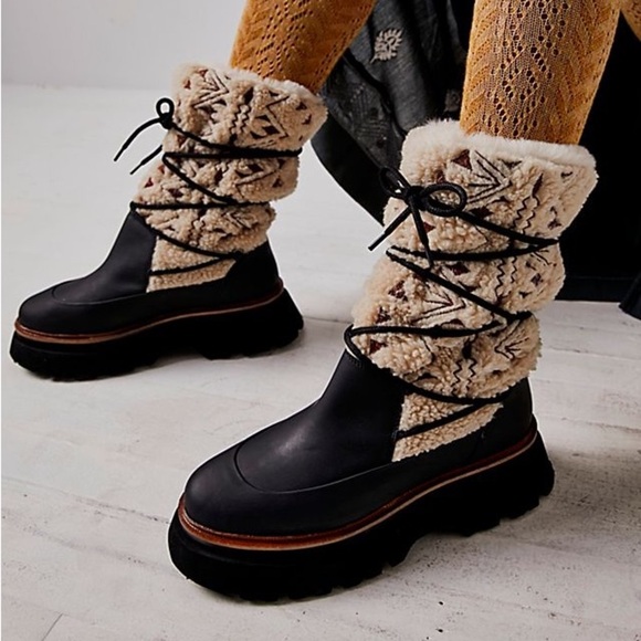 Free People Shoes - Free People Montrose Mid Boots Winter Faux Fur Fuzzy Mid Calf Boho Size 36/US 6